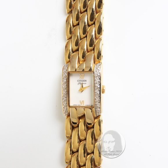 Citizen Wrist Watch Gold Metal 16 Diamond Chip Elegance 5421-H21441 Ladies Y2K - Picture 4 of 13